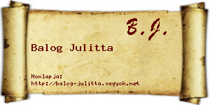 Balog Julitta névjegykártya